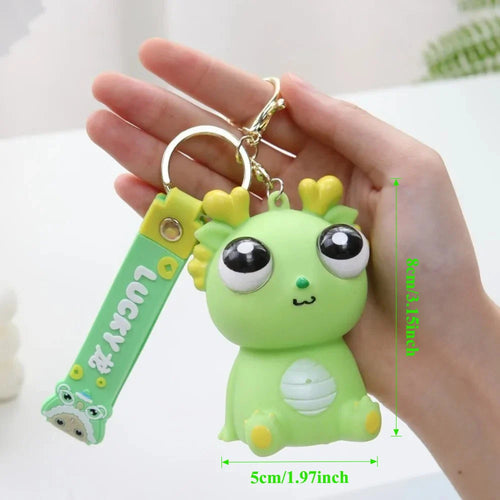 Big Eyed Dragon Squishy Toy | Pop Eyes Fidget Keychain for Stress Relief