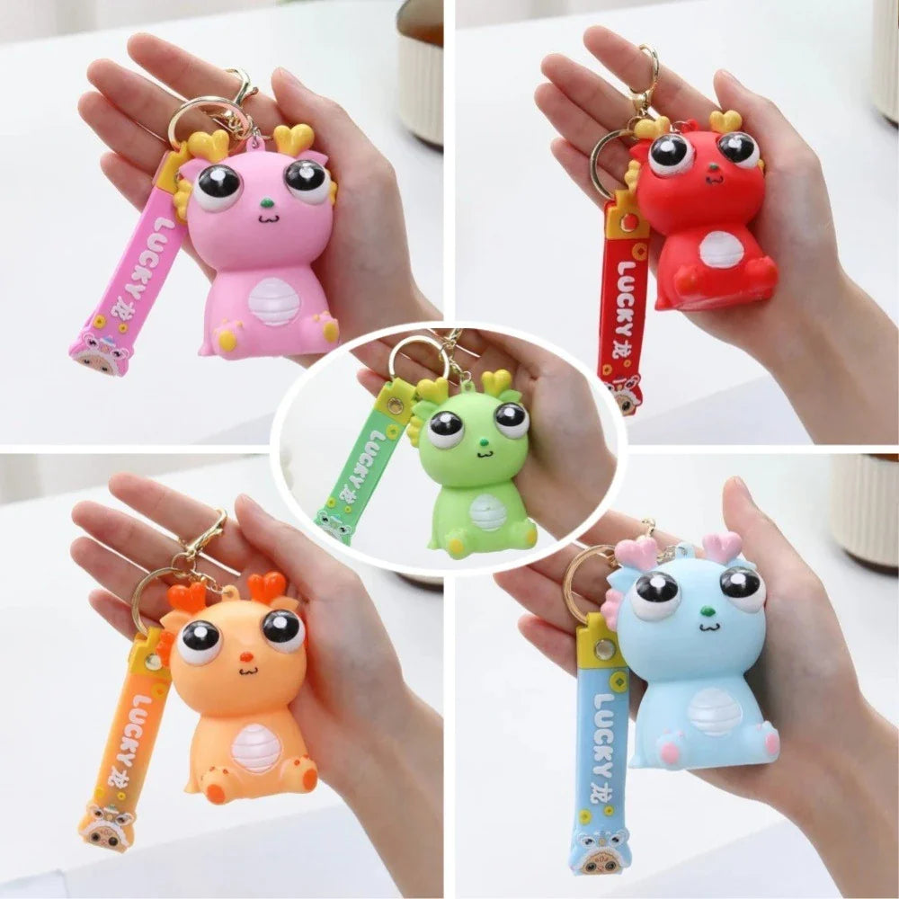 Big Eyed Dragon Squishy Toy | Pop Eyes Fidget Keychain for Stress Relief