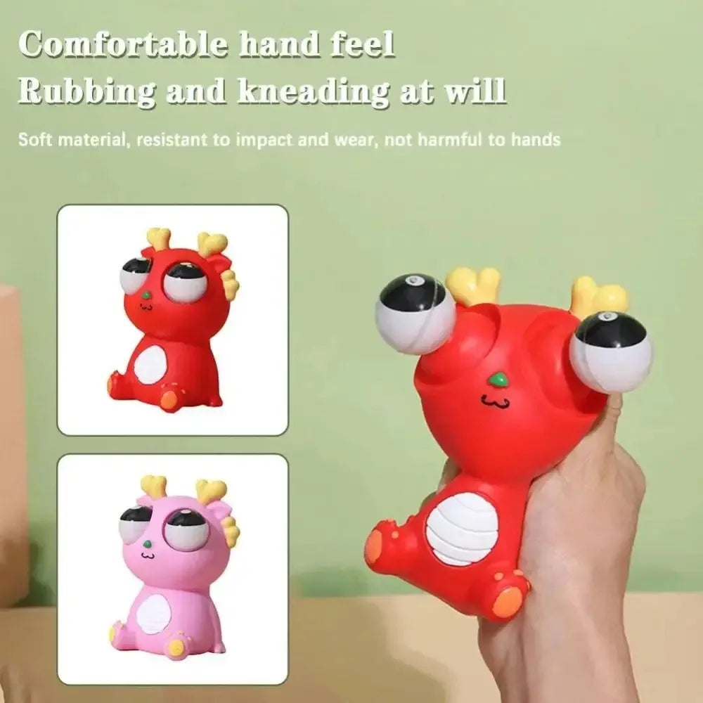 Big Eyed Dragon Squishy Toy | Pop Eyes Fidget Keychain for Stress Relief